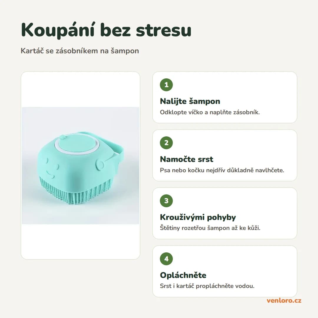 Silikonový kartáč 2v1 pro psy a kočky na koupání a masáž – Koupání bez stresu