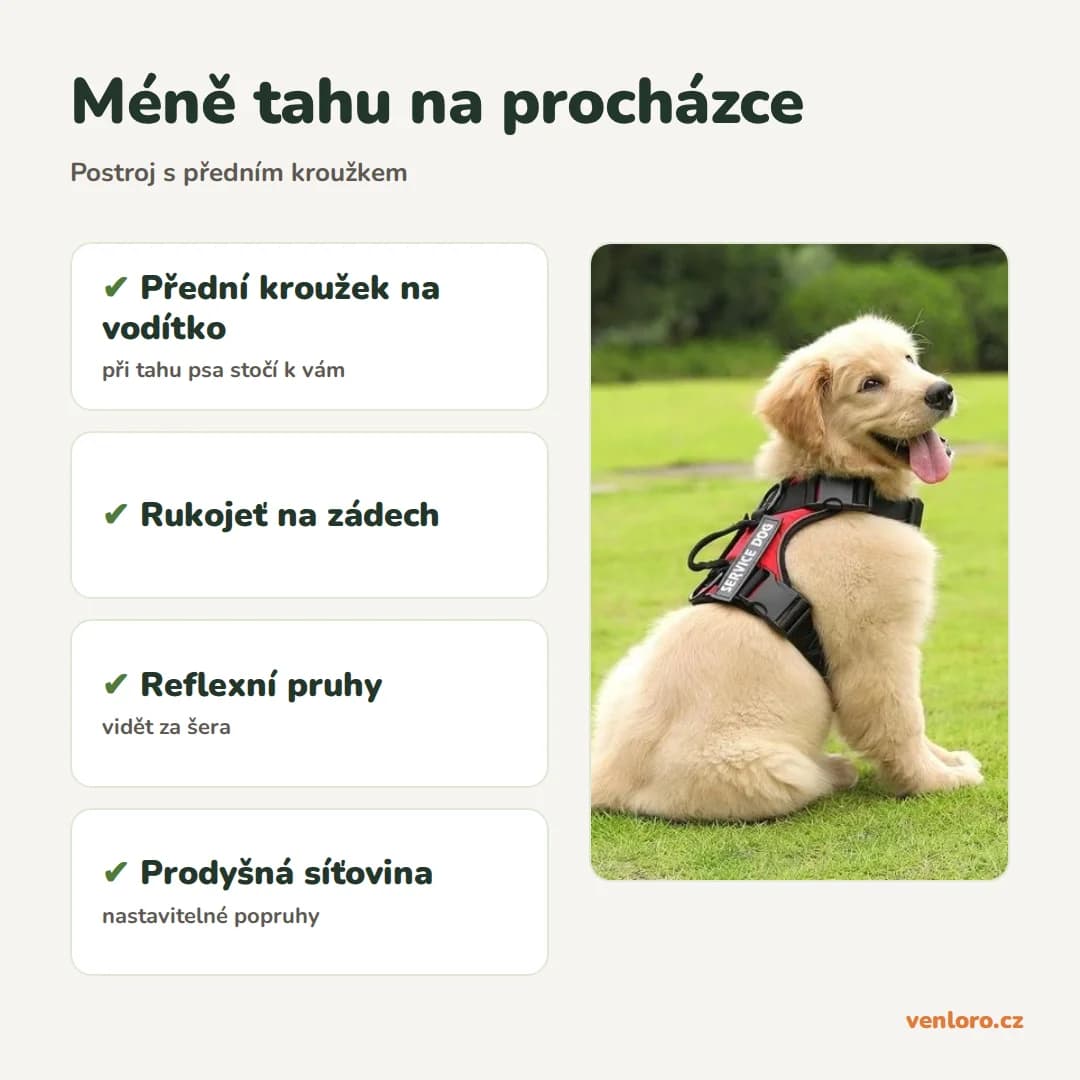 Outlet - Reflexní taktický postroj pro psy COMSLE proti tahu, velikost S – Méně tahu na procházce