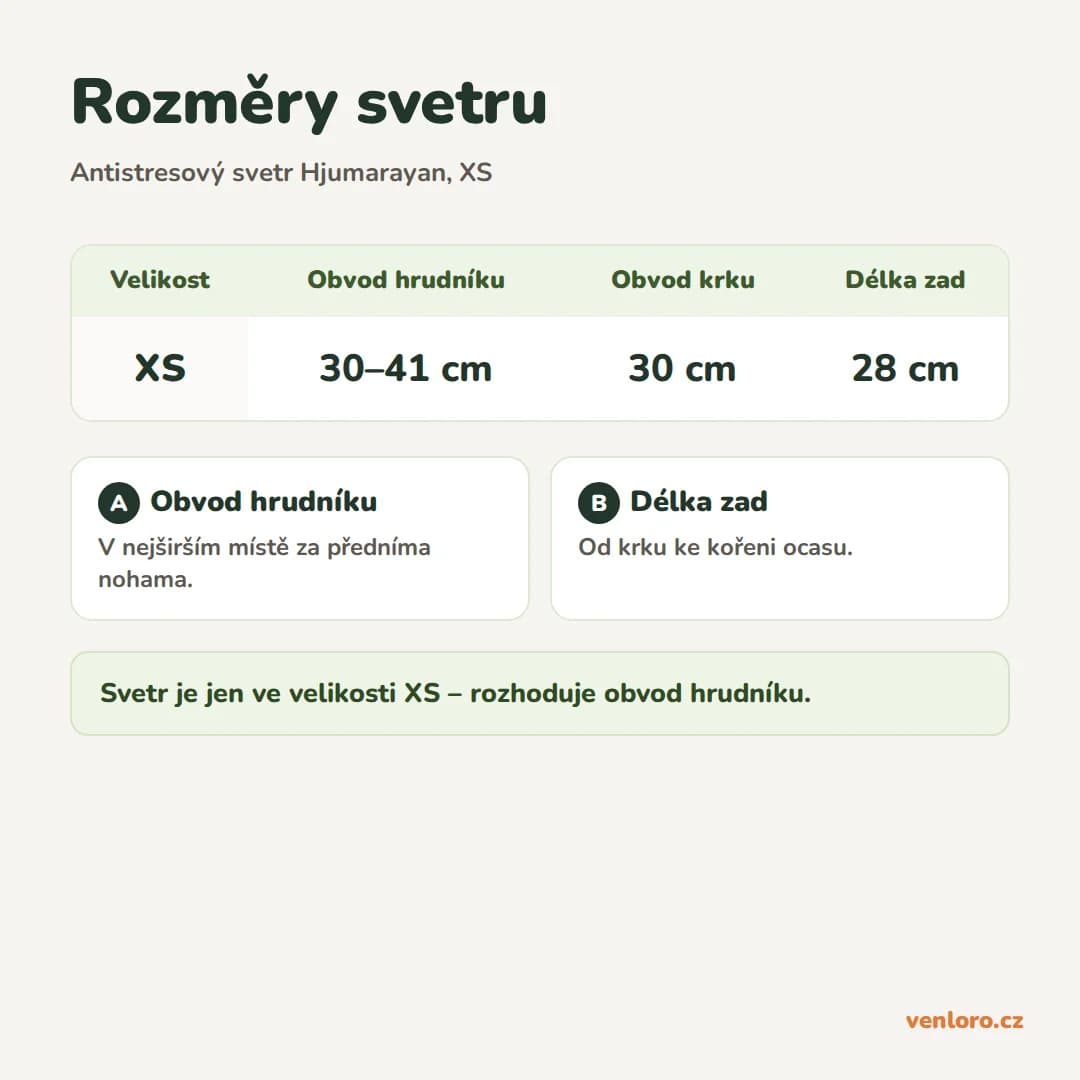 Outlet - Antistresový svetr pro malé psy Hjumarayan, tmavě zelený, XS – Rozměry svetru