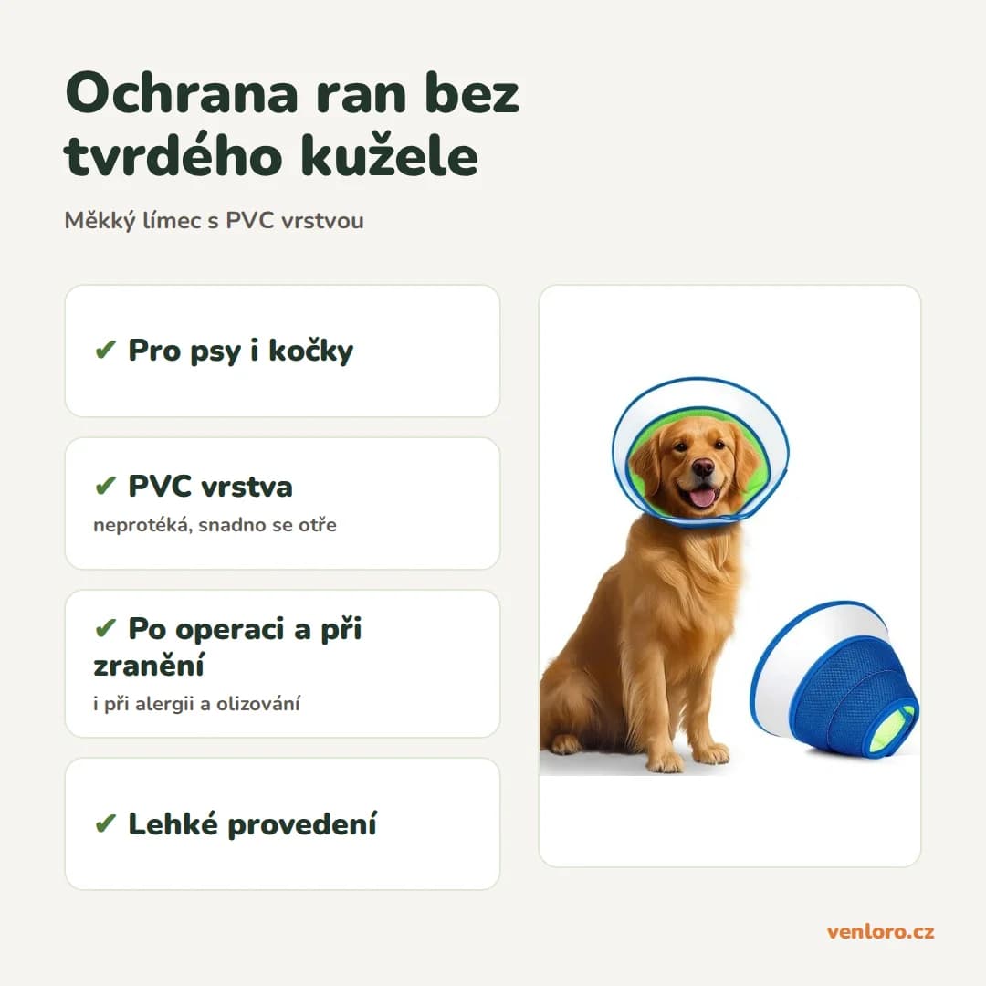 Outlet - Měkký ochranný límec pro psy a kočky Icoyea s PVC vrstvou, velikost M – Ochrana ran bez tvrdého kužele