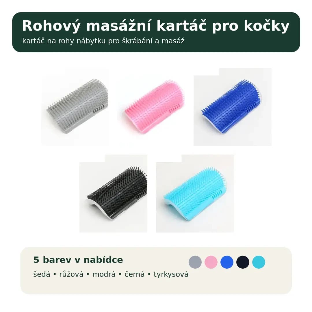 Rohový masážní kartáč pro kočky