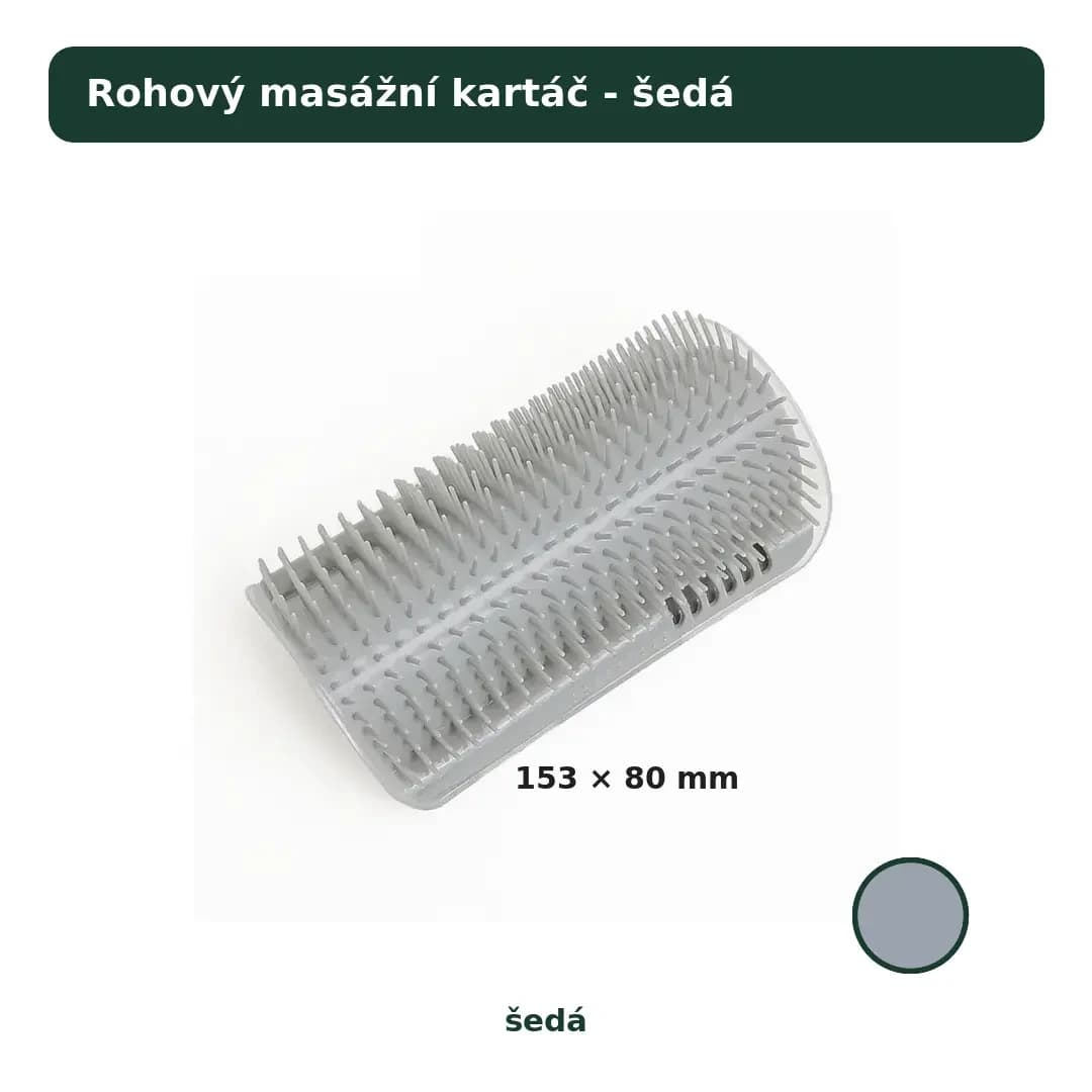 Rohový masážní kartáč pro kočky Šedá