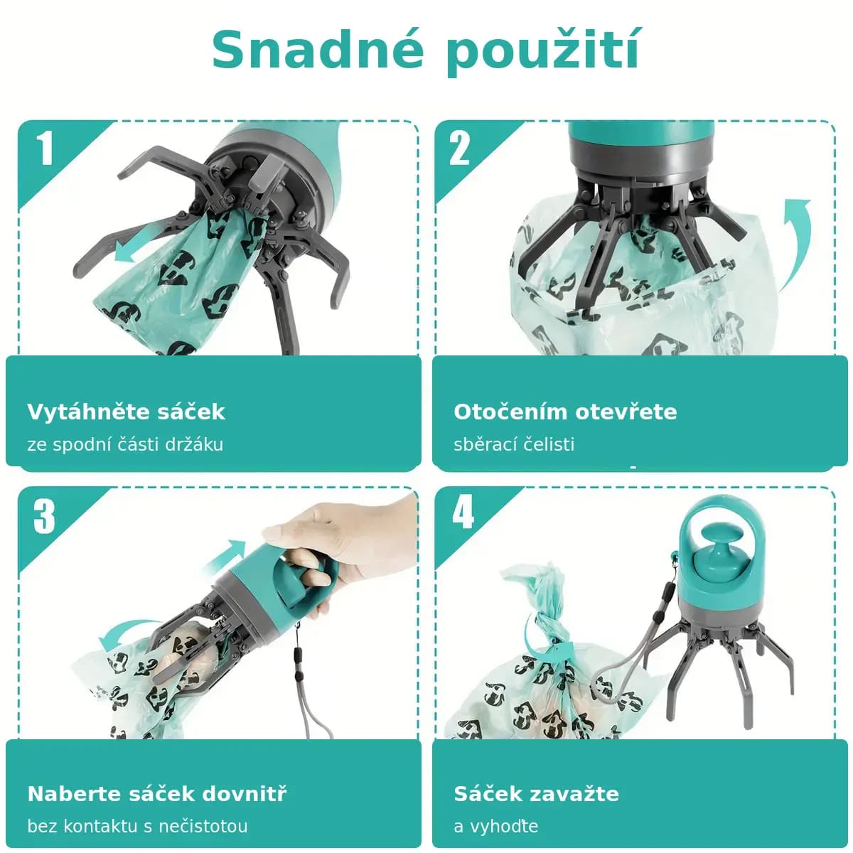 Přenosný sběrač psích exkrementů - modrá varianta