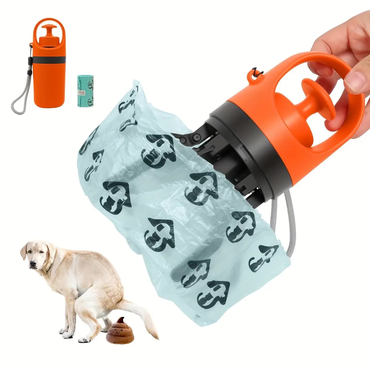 Přenosný sběrač psích exkrementů - oranžová varianta