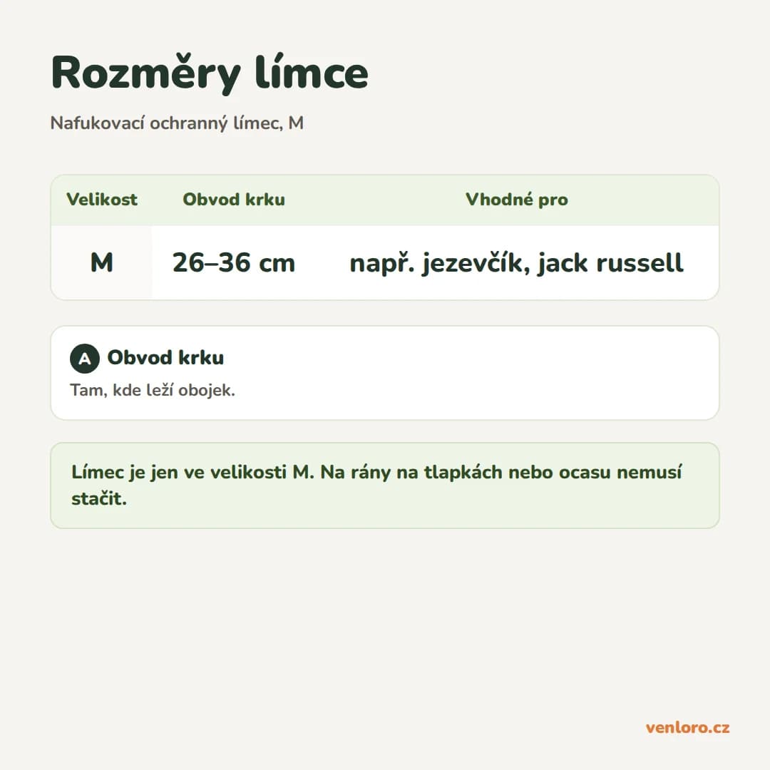 Outlet - Nafukovací ochranný límec pro psy, velikost M – Rozměry límce