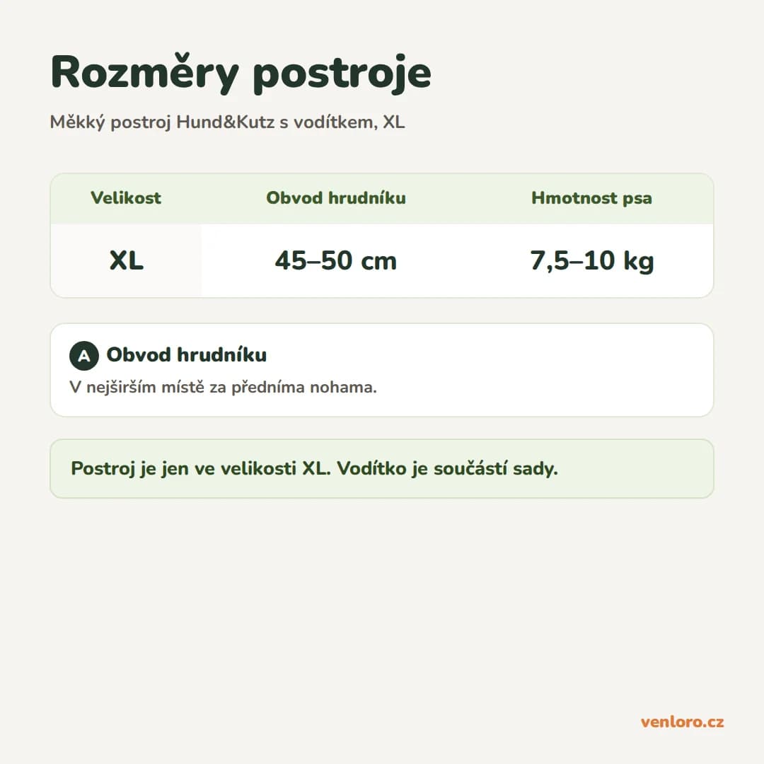Outlet - Měkký postroj s vodítkem Hund&Kutz, šedý pruhovaný, XL – Rozměry postroje