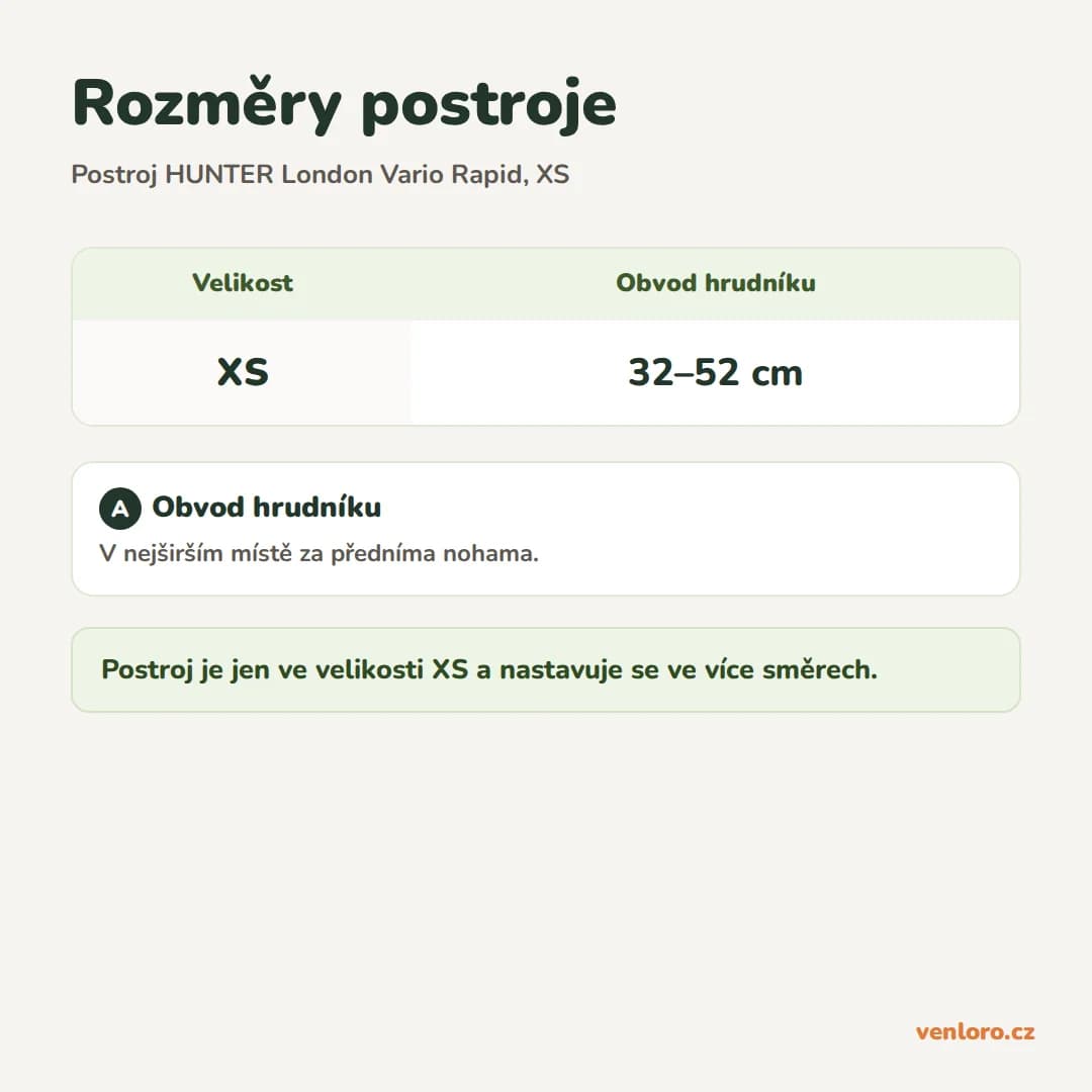 Postroj HUNTER London Vario Rapid XS – rozměry