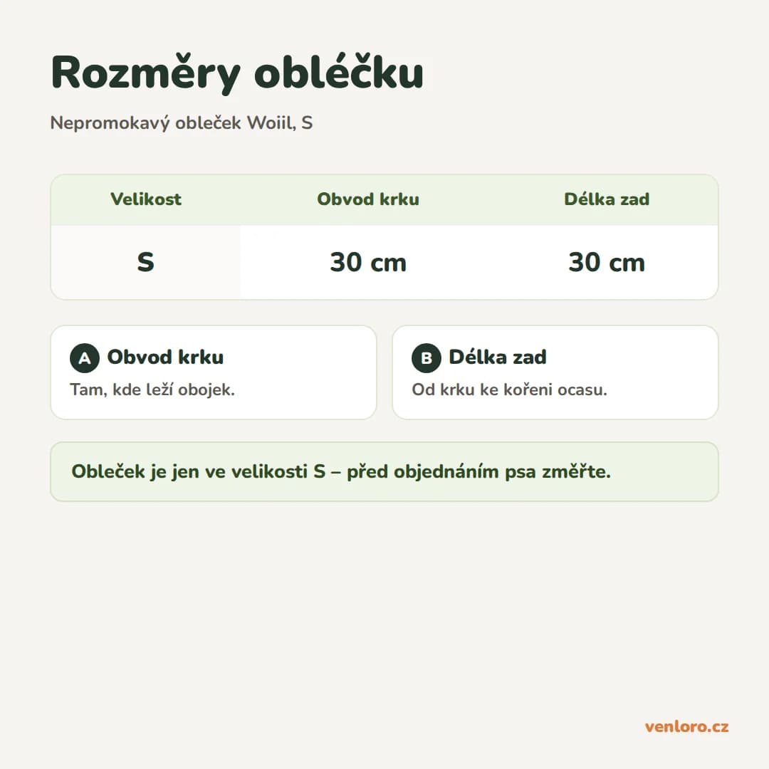 Outlet - Nepromokavý obleček pro malé psy Woiil, červený, S – Rozměry obléčku