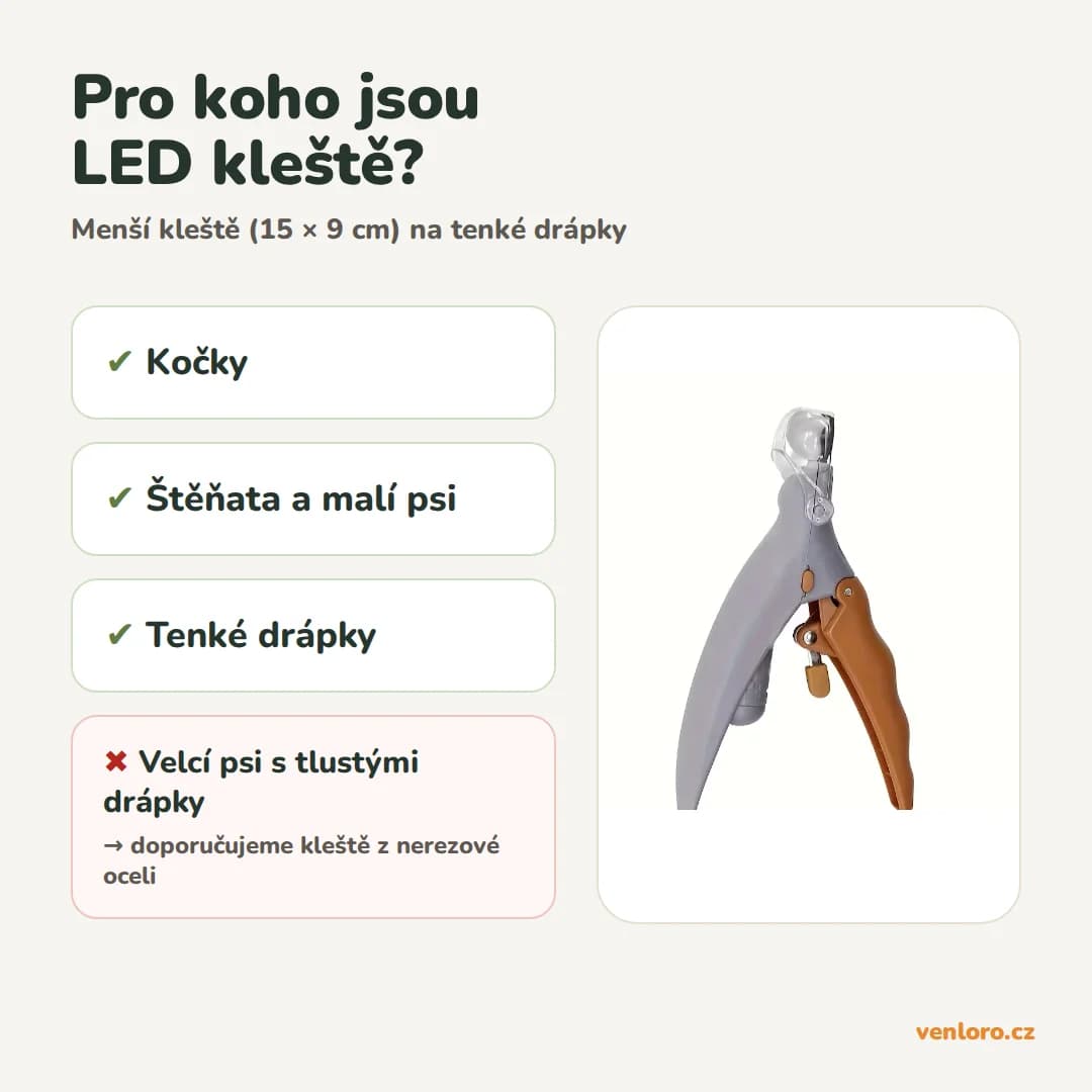 Pro koho jsou LED kleště na drápky: kočky, štěňata a malí psi s tenkými drápky