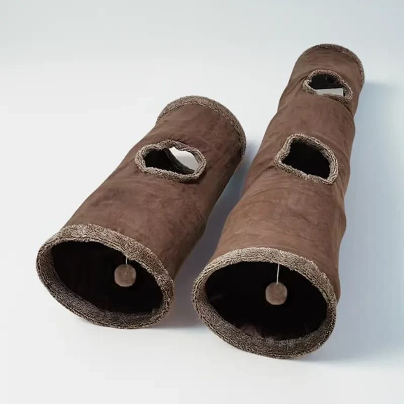 Hnědý semišový tunel pro kočky