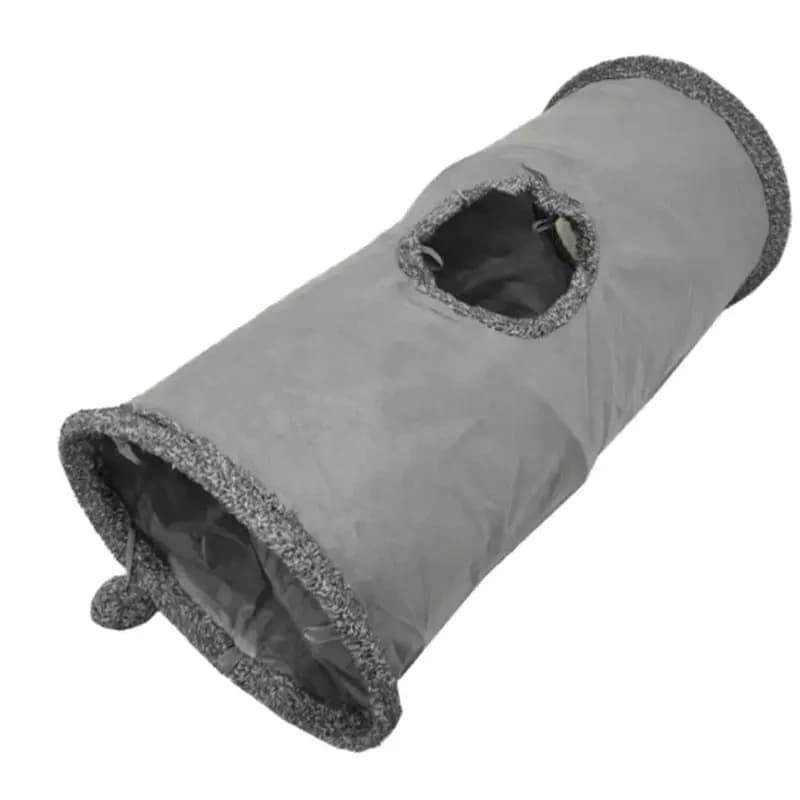Šedý semišový tunel pro kočky
