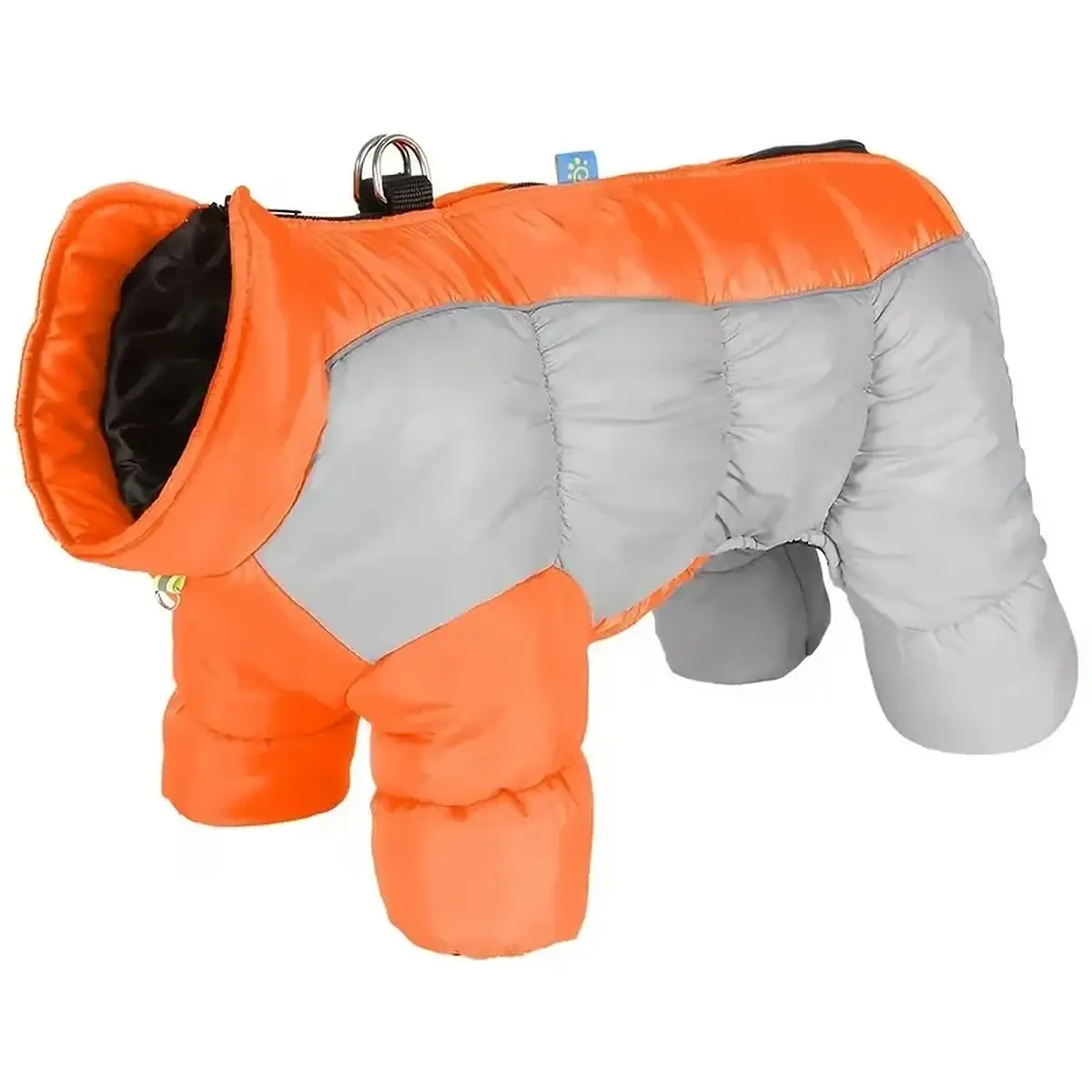 Reflexní zimní termo overal pro psy s vysokým límcem, oranžový, M