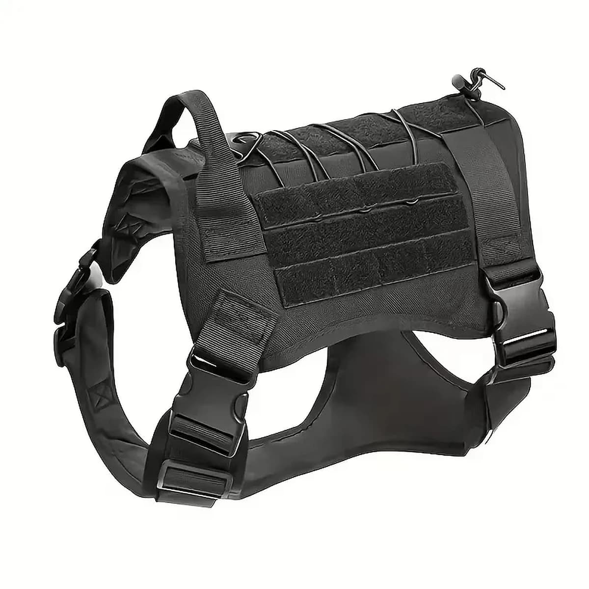 Taktický postroj pro velké psy s kovovými D-kroužky, M–XL