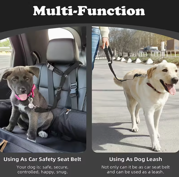 Nastavitelný bezpečnostní pás pro psy do auta – kovová spona - Obrázek 2
