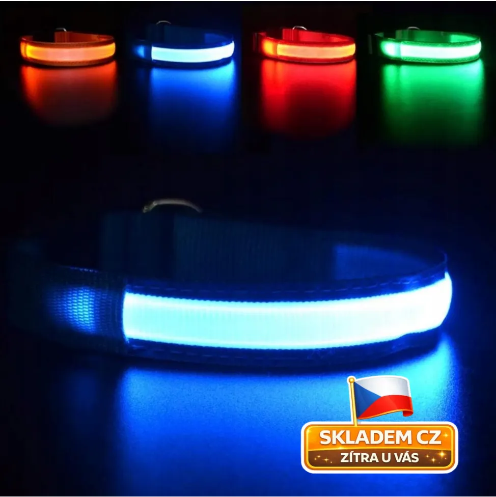LED svítící obojek pro psy a kočky – 3 režimy 2 LED svítící obojek pro psy a kočky – 3 režimy