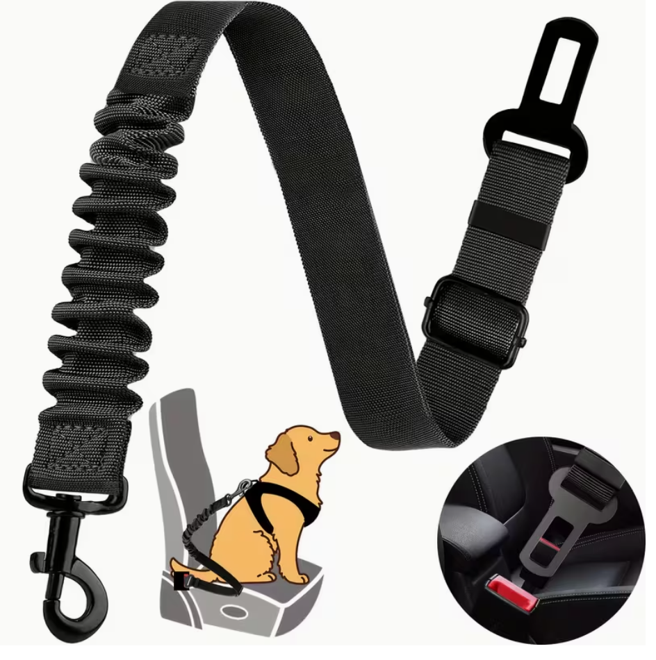 Nastavitelný bezpečnostní pás pro psy do auta – pružný s kovovou sponou