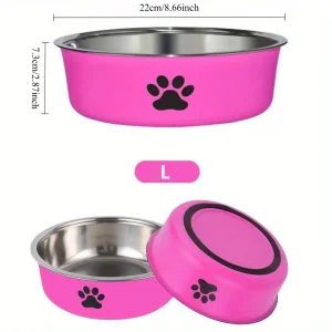 Nerezová protiskluzová miska pro psy – silikonová základna – 18 cm / 22 cm