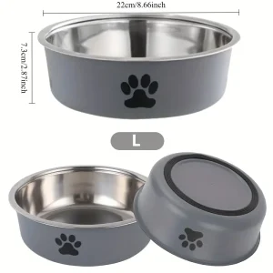Nerezová protiskluzová miska pro psy – silikonová základna – 18 cm / 22 cm