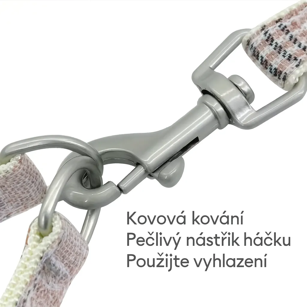 Postroj pro psy s vodítkem a taštičkou – Kostkovaný design, měkký - Obrázek 5
