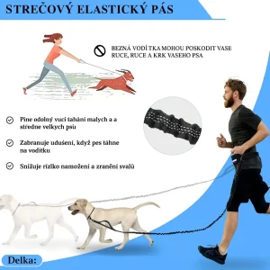 Běžecké hands-free vodítko pro psy – S bungee šňůrou a bederním pásem