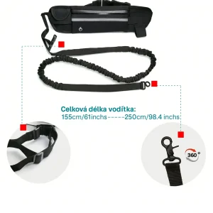 Běžecké hands-free vodítko pro psy – S bungee šňůrou a bederním pásem