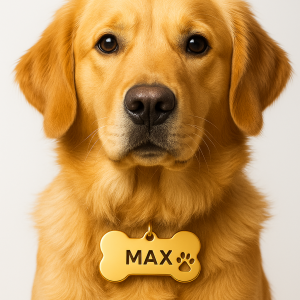 Alternative view of Psí známka s tlapkou – Kovová, s gravírováním