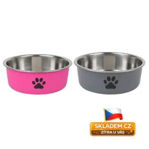 Nerezová protiskluzová miska pro psy – silikonová základna – 18 cm / 22 cm