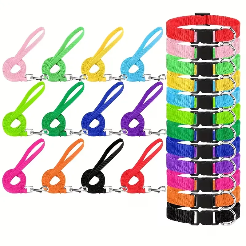 Sada obojků a vodítek pro psy – 12 kusů