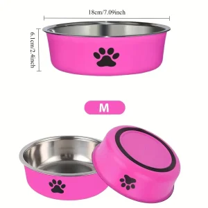 Nerezová protiskluzová miska pro psy – silikonová základna – 18 cm / 22 cm