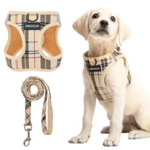 Postroj pro psy s vodítkem – Kostkovaný design, nastavitelný