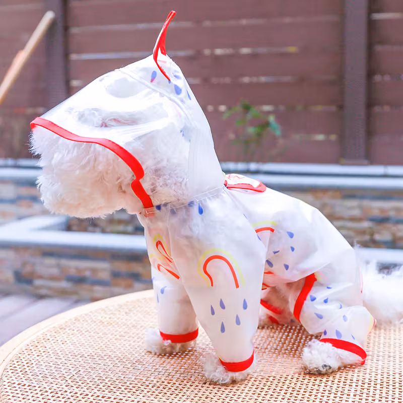 Voděodolná duhová pláštěnka pro psy s kapucí - Obrázek 2