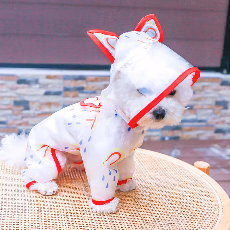 Voděodolná duhová pláštěnka pro psy s kapucí - Obrázek 11