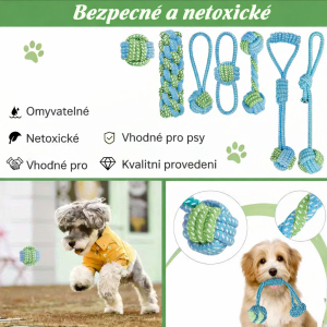 7ks sada lanových hraček pro psy