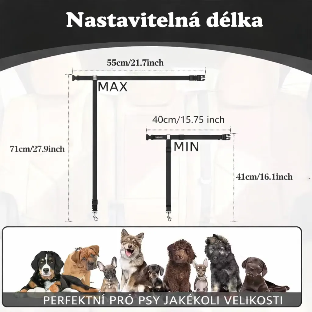 Psí bezpečnostní pás do auta 2v1 – vodítko + autopás, nastavitelný 5 Psí bezpečnostní pás do auta 2v1 – vodítko + autopás, nastavitelný - Obrázek 3
