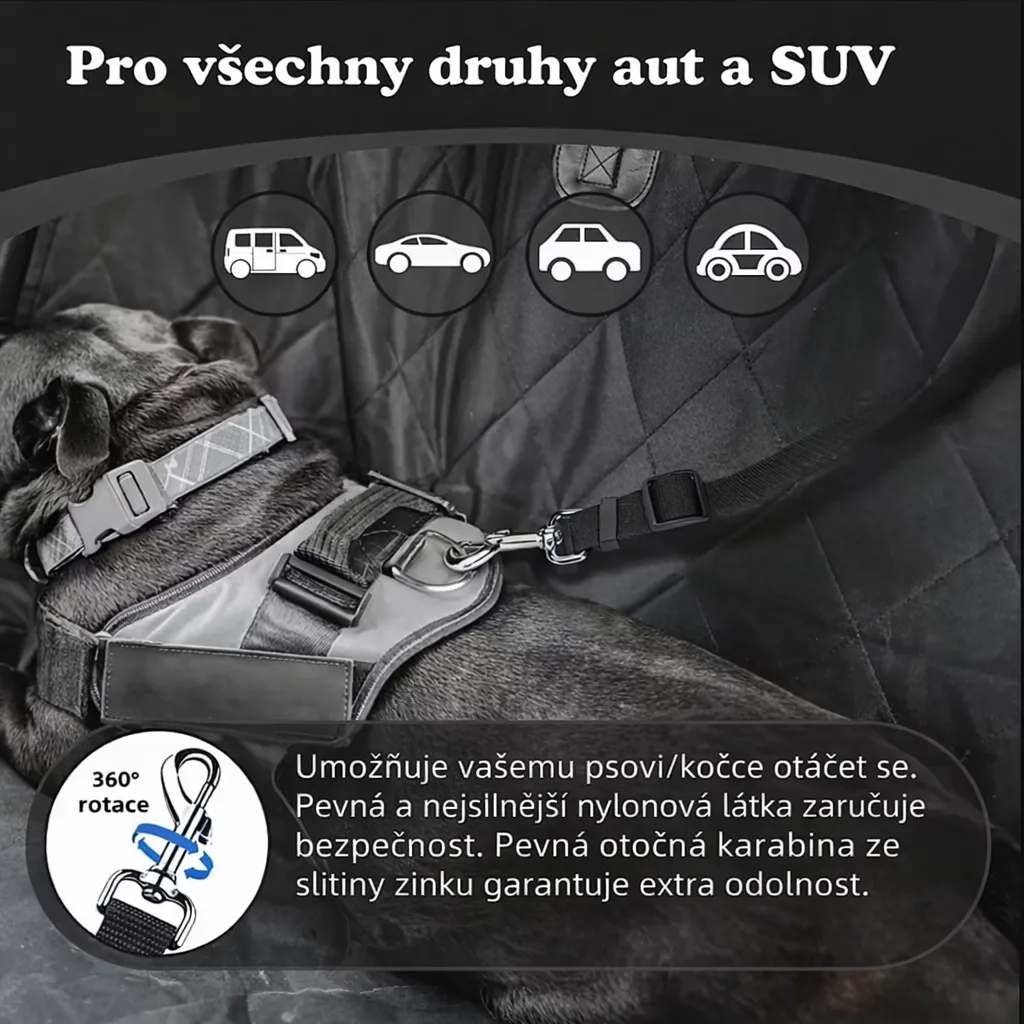Psí bezpečnostní pás do auta 2v1 – vodítko + autopás, nastavitelný 9 Psí bezpečnostní pás do auta 2v1 – vodítko + autopás, nastavitelný - Obrázek 7