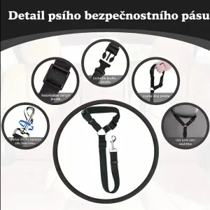 Psí bezpečnostní pás do auta 2v1 – vodítko + autopás, nastavitelný 23 Psí bezpečnostní pás do auta 2v1 – vodítko + autopás, nastavitelný