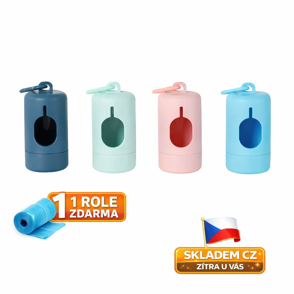 Držák na sáčky na psí exkrementy + 1 role zdarma 2 Držák na sáčky na psí exkrementy + 1 role zdarma