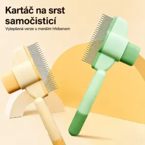 Cute Shop 31 Kartáč na vyčesávání srsti pro psy a kočky – samočisticí, kovové zuby, snadné odstranění chlupů